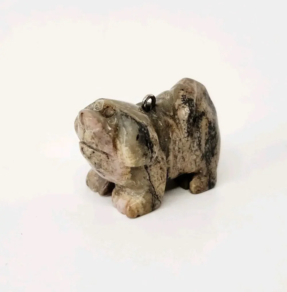 Miniature Carved Soapstone Dog Pendant / Charm